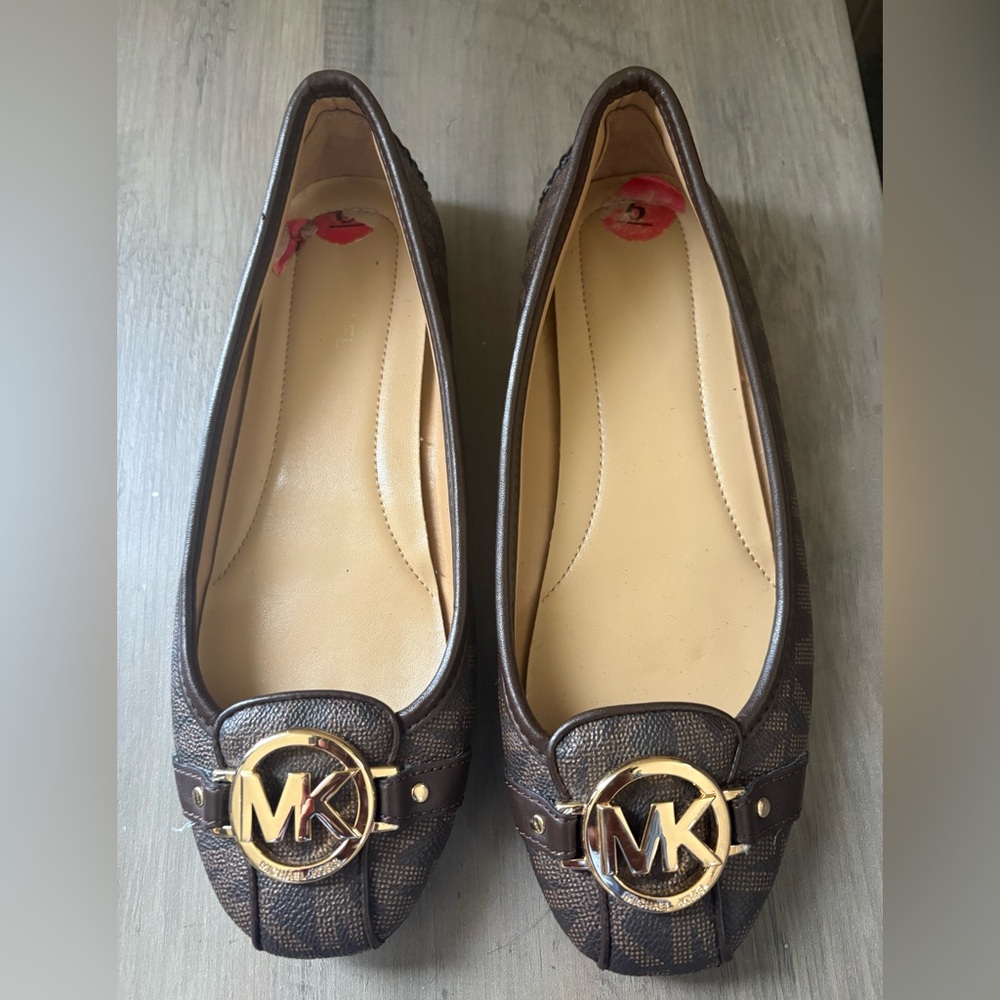 Michael Kors Dark Brown Loafers with Gold Accents-